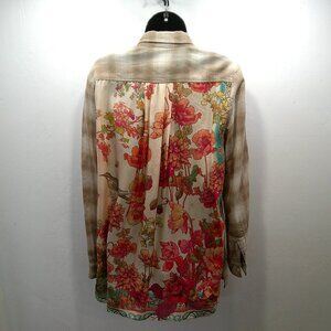 Johnny Was Floral Blouse with Red and Green Accents